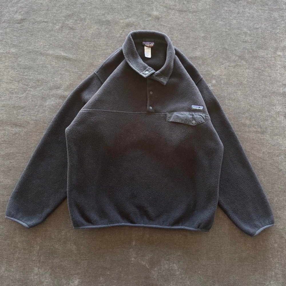 Patagonia Synchilla Snap T Fleece Pullover Mens Medium Black Y2K Vintage